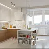 Дизайн кухни с полуостровом и обеденной зоной