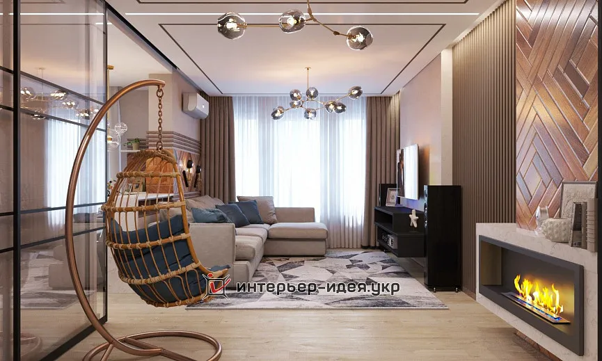 Кухня-студия с эффектными деталями