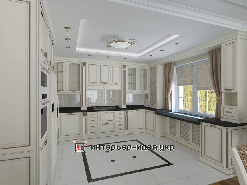 Дизайн кухни и столовой зоны в классическом стиле
