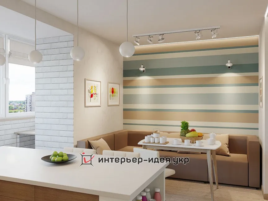 Дизайн кухни с полуостровом и обеденной зоной