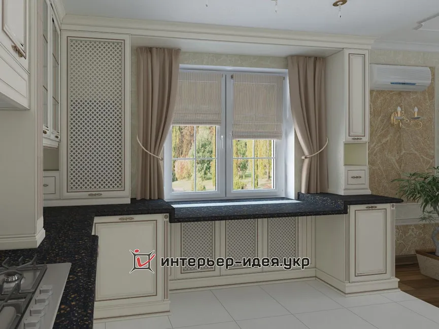 Дизайн кухни и столовой зоны в классическом стиле